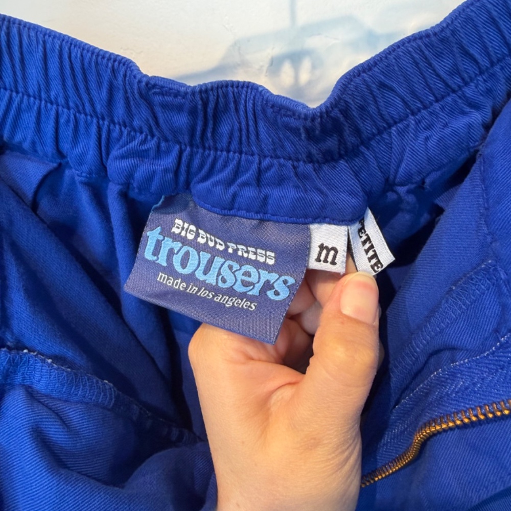 Big Bud Press Pleated Trousers in bright royal blue - size M petite - Picture 7 of 7